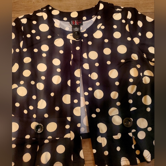 R&K Originals Woman Polka Dot Dark Blue Jacket - Picture 4 of 7